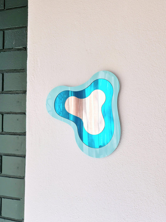 The Wave No. 4 - Pastel Green Irregular Mirror